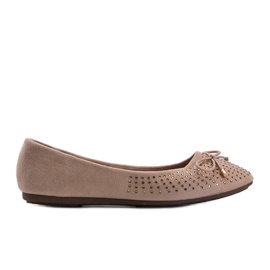 Beige Wildleder Ballerinas mit Larissa Zirkonia