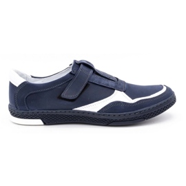 Polbut Herren Freizeitschuhe aus Leder 2102 marineblau mit weiß
