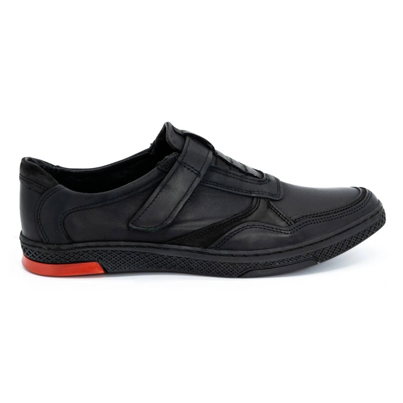 Polbut Herren Freizeit Lederschuhe 2102 schwarz mit rot