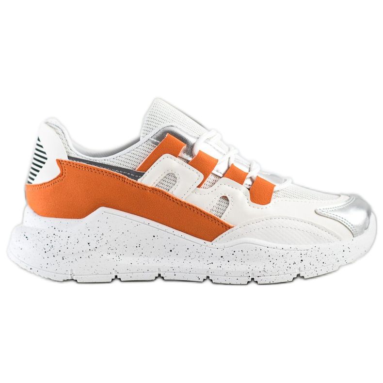 Ideal Shoes Sneakers mit orangefarbenem Einsatz weiß