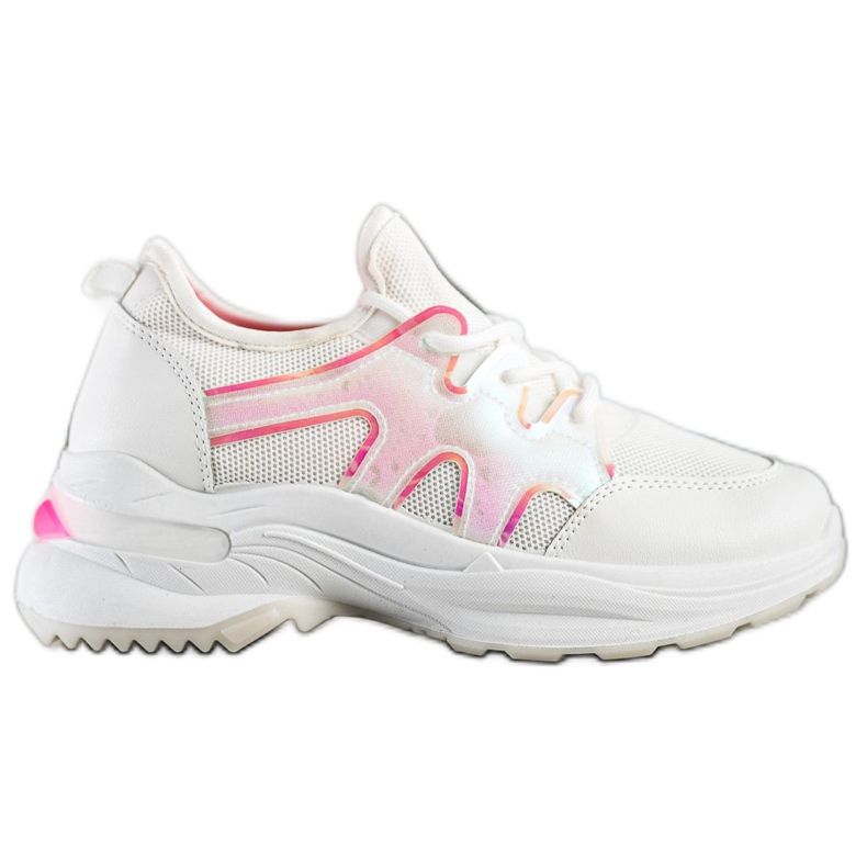 SHELOVET Frühlings-Sneaker mit Holo-Effekt weiß