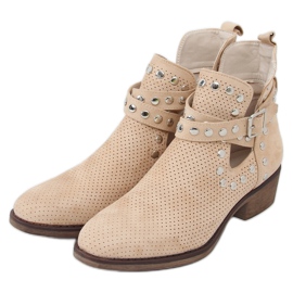 Stiefel geschnitten mit Nieten beige NS196P Beige