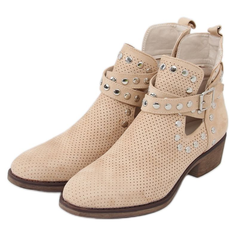 Stiefel geschnitten mit Nieten beige NS196P Beige