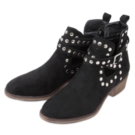 Stiefel geschnitten mit schwarzen Nieten NS196P Black