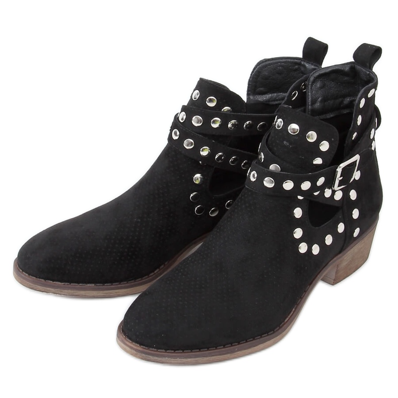 Stiefel geschnitten mit schwarzen Nieten NS196P Black