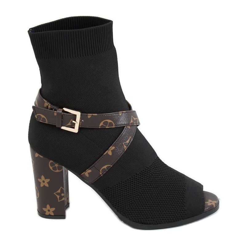 Schwarze High Heels mit offener Spitze NS183 Schwarz