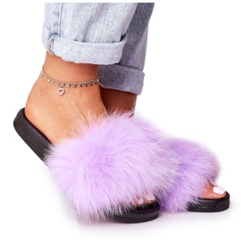PS1 Damen Hausschuhe mit Fell Violett Belmondo lila