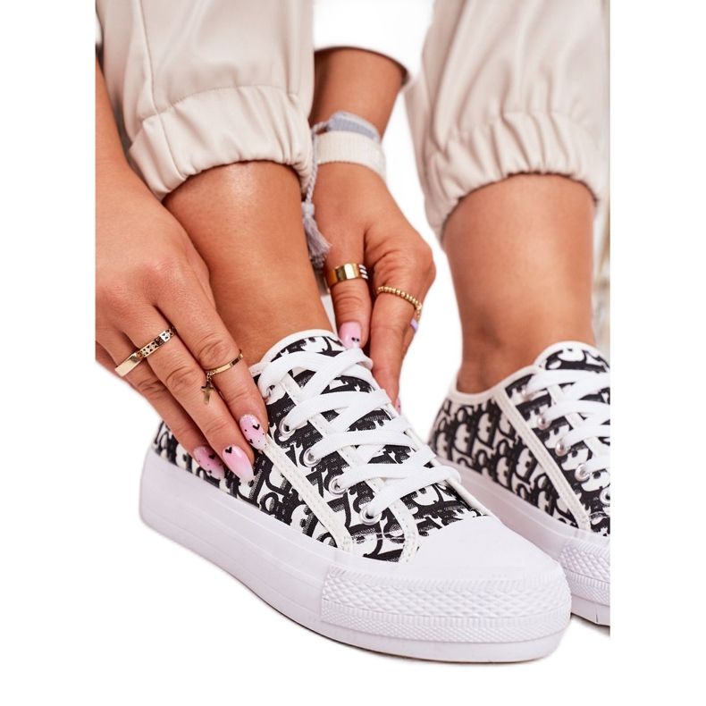 PS1 Daphne Damen Logged Sneakers Weiß und Schwarz