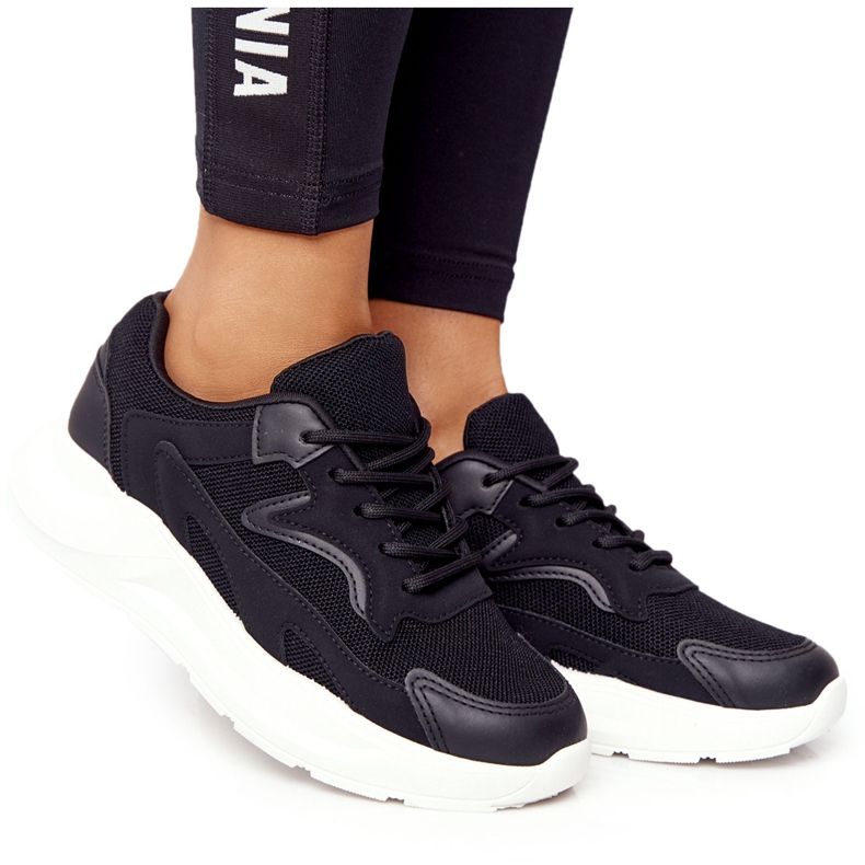 FB2 Black Delusion Damen Sneakers auf großer Sohle schwarz