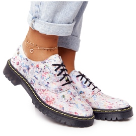 Damen Oxfords Maciejka Leder Weiß Schuhe Mit Blumen 04087-38