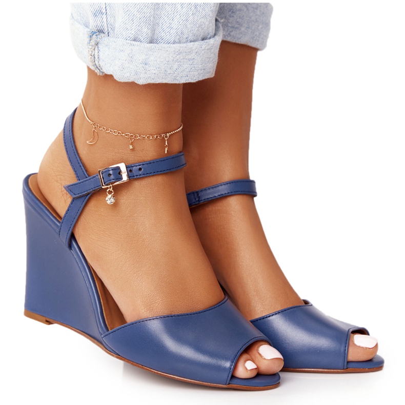 Keilsandalen aus Leder Laura Messi 2253 Blau
