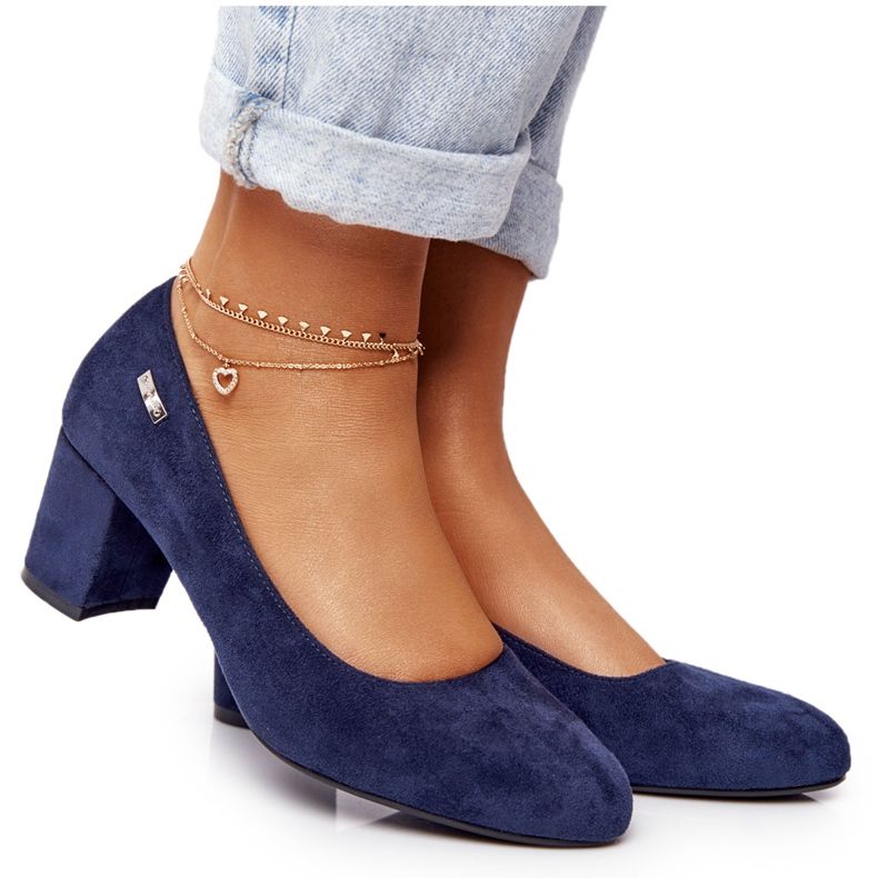 Wildleder Pumps On A Bar Sergio Leone Marineblau navy blau
