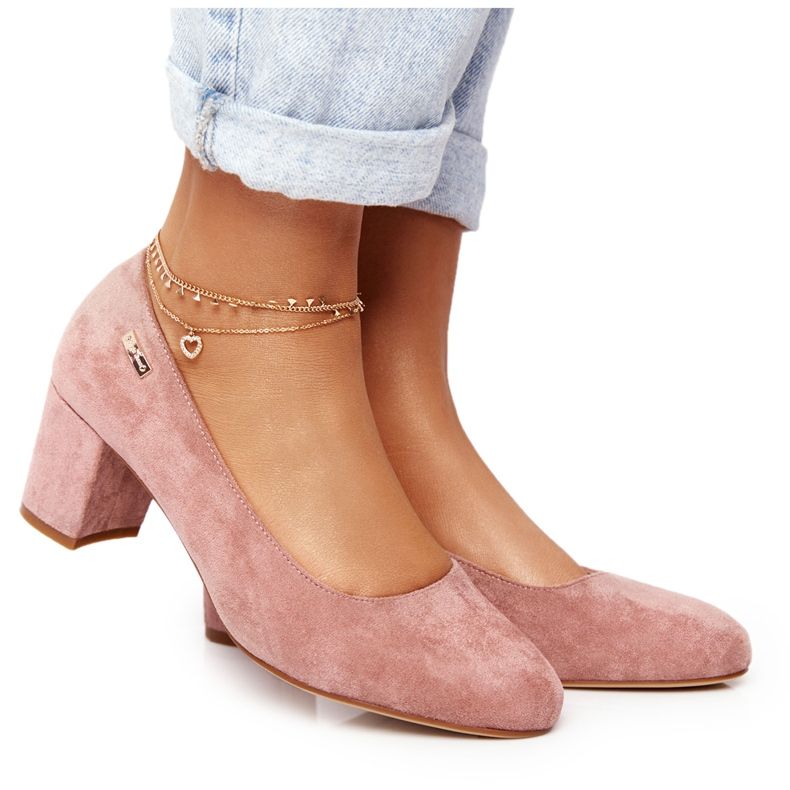 Wildleder Pumps auf einer Säule Sergio Leone Pink rosa