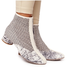 Stiefel mit geflochtenem Absatz Maciejka 04937-03 Grau beige