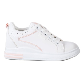 SHELOVET Weiße Schuhe mit verstecktem Keil