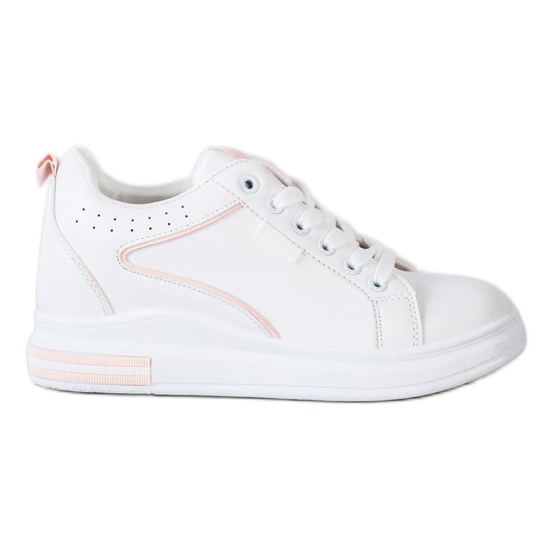 SHELOVET Weiße Schuhe mit verstecktem Keil