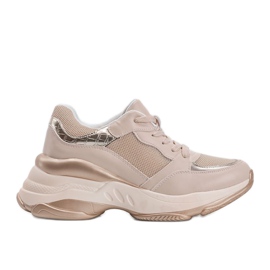 Goldene Sneaker mit dicker Lydia-Sohle beige
