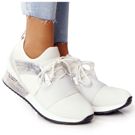 FB2 Damen Sportschuhe Sneakers Weiß und Silber Netta