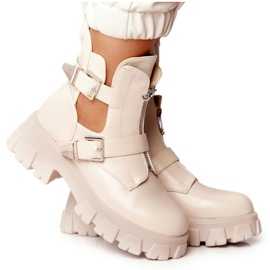 FB2 Damen Plateau Workers Stiefel Beige Cosmic Love