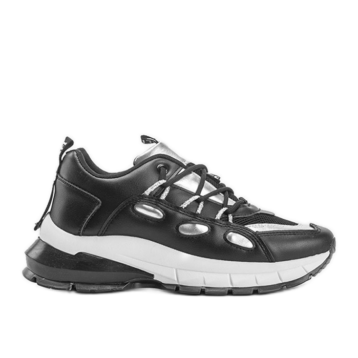 Schwarze Sneaker mit silbernen Guadalupe-Einsätzen