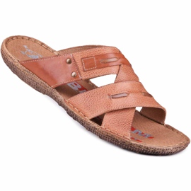 Kampol Herren Lederpantoffel 201/C3 braun