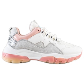 Ideal Shoes Turnschuhe auf der rosa Plattform weiß