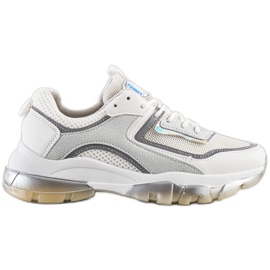 Ideal Shoes Sneakers mit Glitzereinsatz weiß