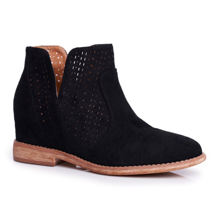 S.Barski Durchbrochene Stiefel auf einem Keil S. Bararski Black schwarz