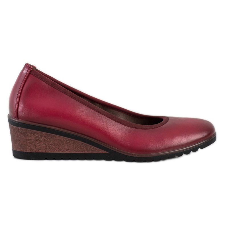 Burgunder Ballerinas auf dem Keil VINCEZA rot