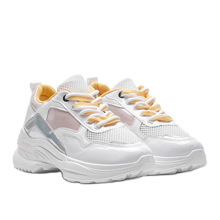 Weiße Sneakers mit holografischen Einsätzen Karlie rosa