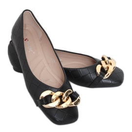 Schwarze Loafer mit Kette T390P Schwarz