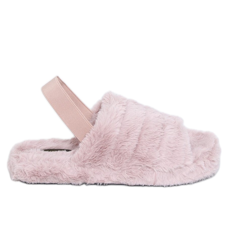 Damenhausschuhe mit elastischem Flieder X8130 Lila violett