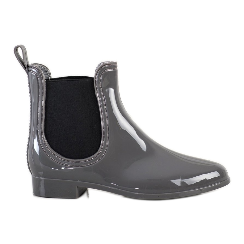 Glänzende kurze Regenstiefel grau
