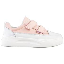 SHELOVET Bequeme Sneakers mit Klettverschluss weiß rosa