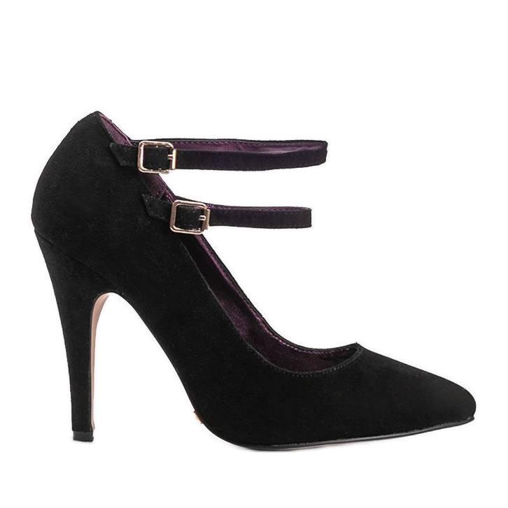 Schwarze Wildleder-Pumps am L408-Absatz