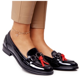 Elegante Damen Loafer Vinceza 10585 Lackiert Schwarz rot