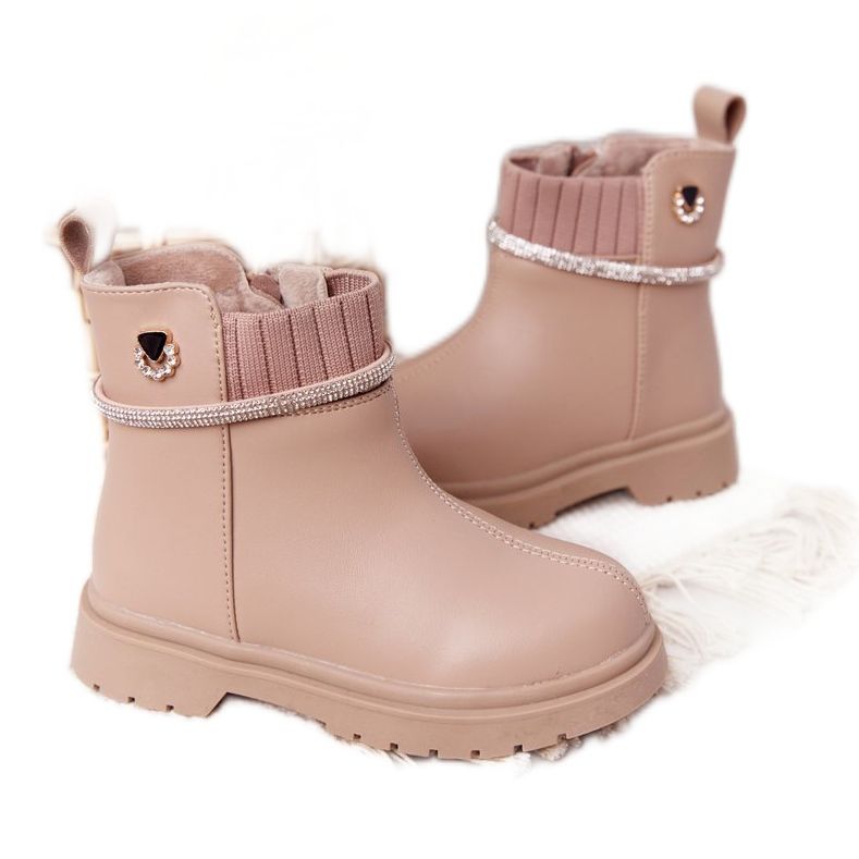 Apawwa Kinderstiefel mit Pailletten Beige Toffees