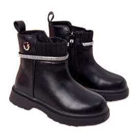 Apawwa Kinderstiefel mit Pailletten Black Toffees schwarz