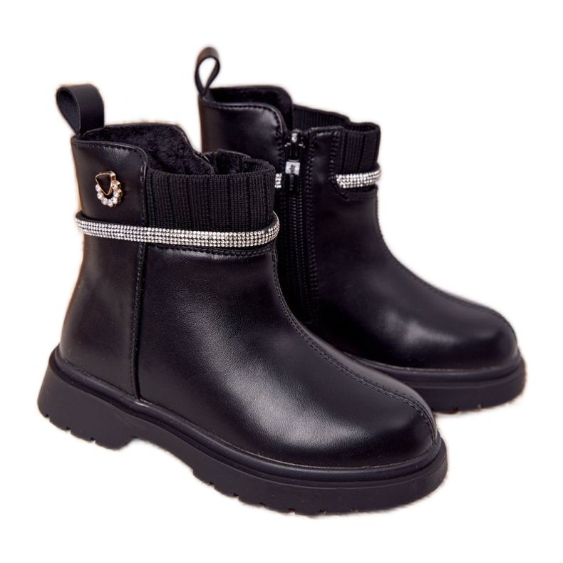 Apawwa Kinderstiefel mit Pailletten Black Toffees schwarz