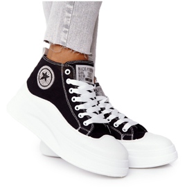 Hohe Sneakers für Damen auf der schwarzen Nice Girl Plattform weiß