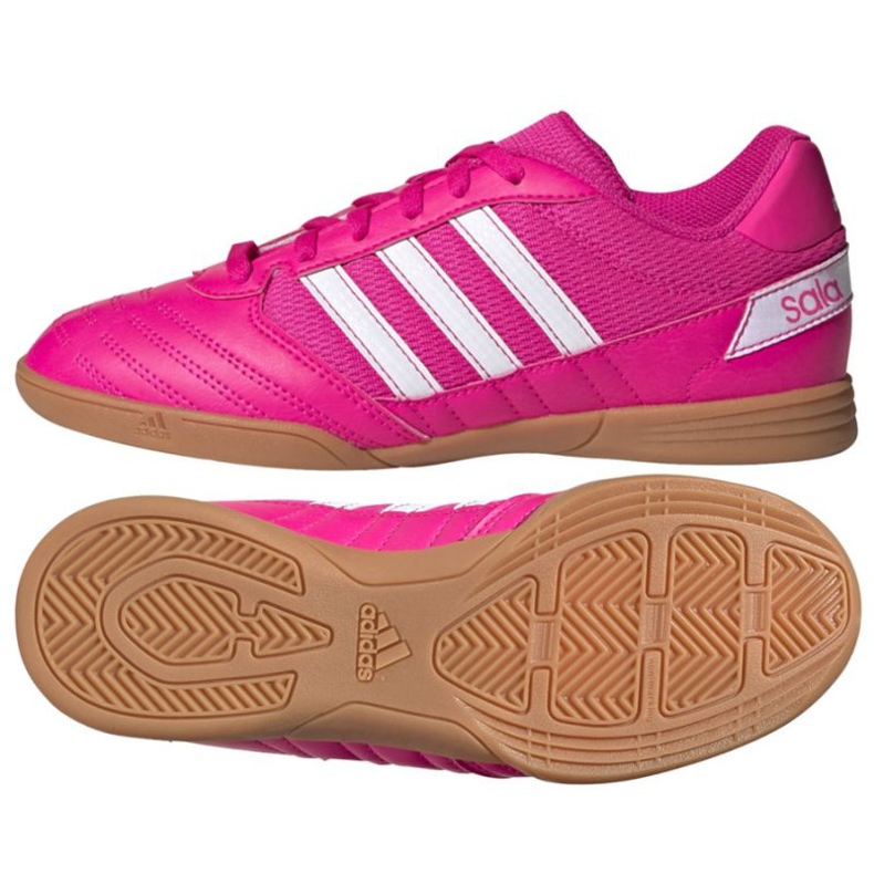 Adidas Super Sala Jr G55911 Fußballschuhe rosa, weiß rosen und purpur