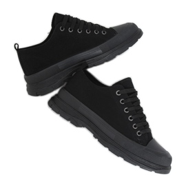 Schwarze Damen Sneaker (schwarze Sohle) LA122 Allblack