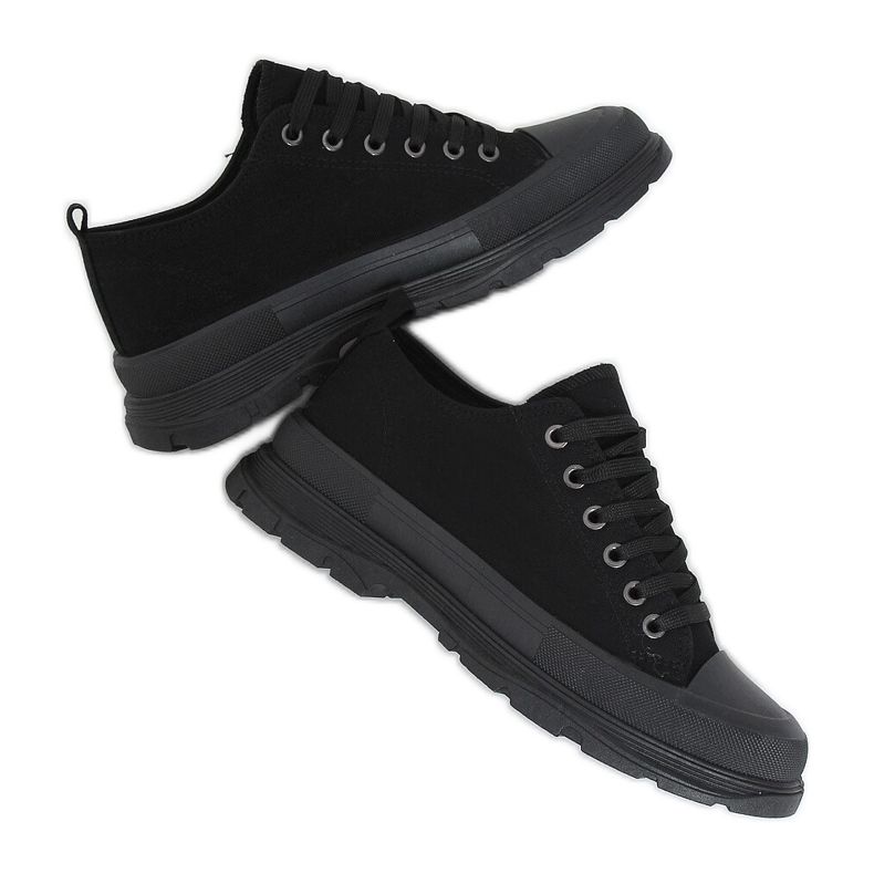 Schwarze Damen Sneaker (schwarze Sohle) LA122 Allblack