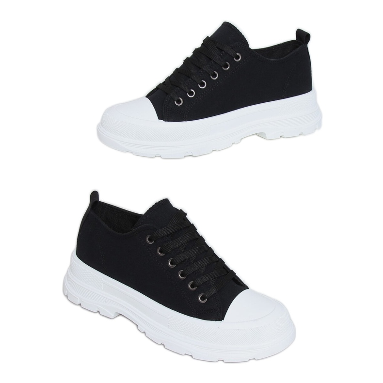 Schwarze Damen Sneaker (weiße Sohle) LA122 Black
