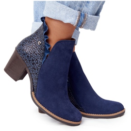 Damen Lederstiefel mit hohem Absatz Maciejka Marineblau 04833-17