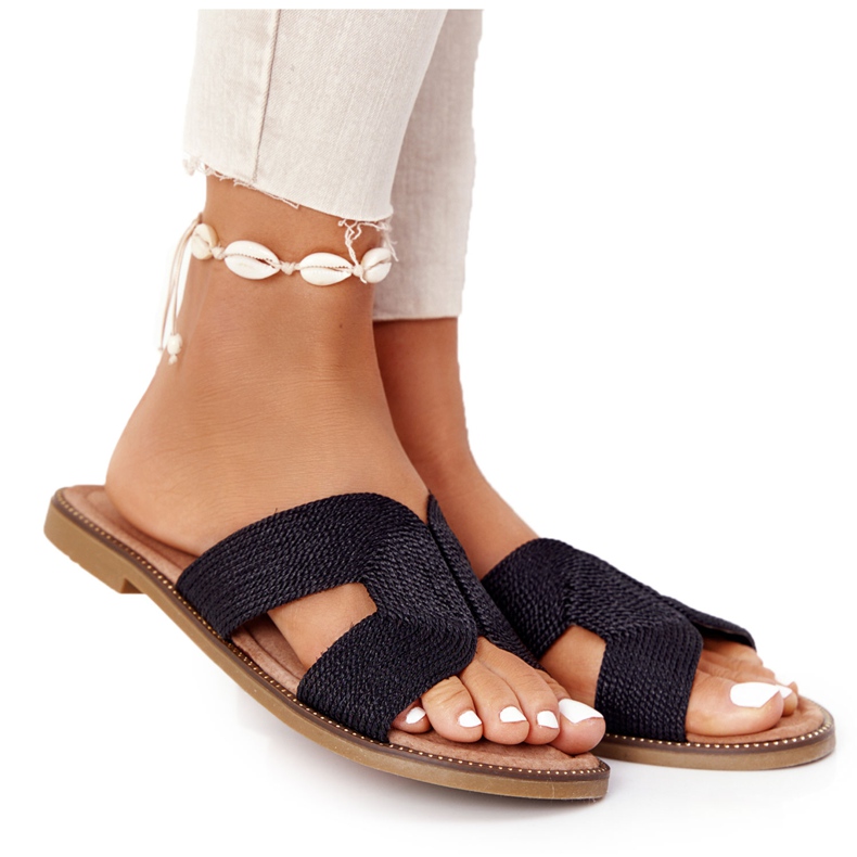 Elegante Damen Hausschuhe S.Barski Schwarz