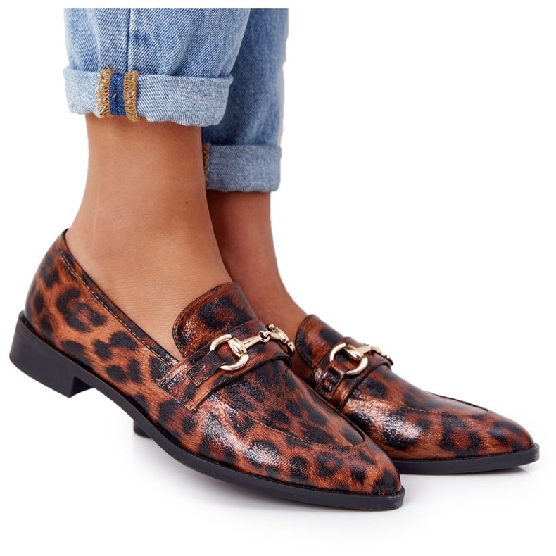 S.Barski Elegante Damen Loafer S. Barski Leopard braun