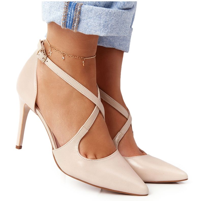 PV3 Eleganter Leder High Heels Visconi 7400 Beige