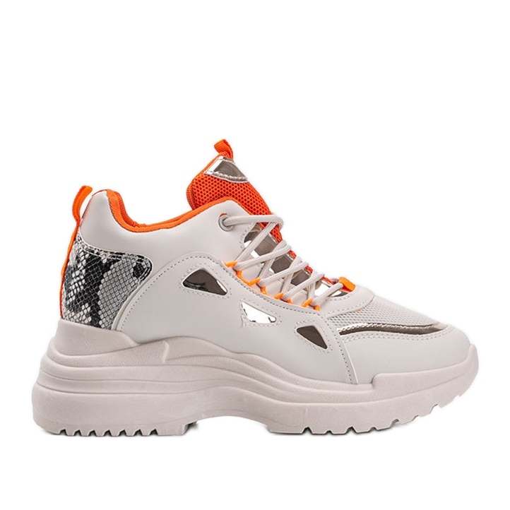 Felicias weiß-beige Schlangen-Sneakers