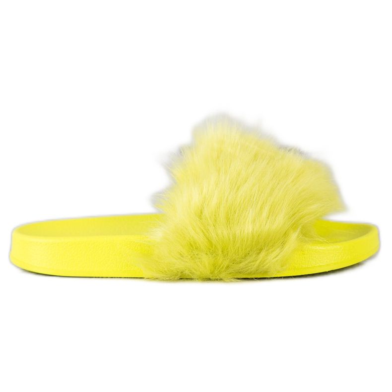 SHELOVET Gummipantoffeln mit Fell grün gelb